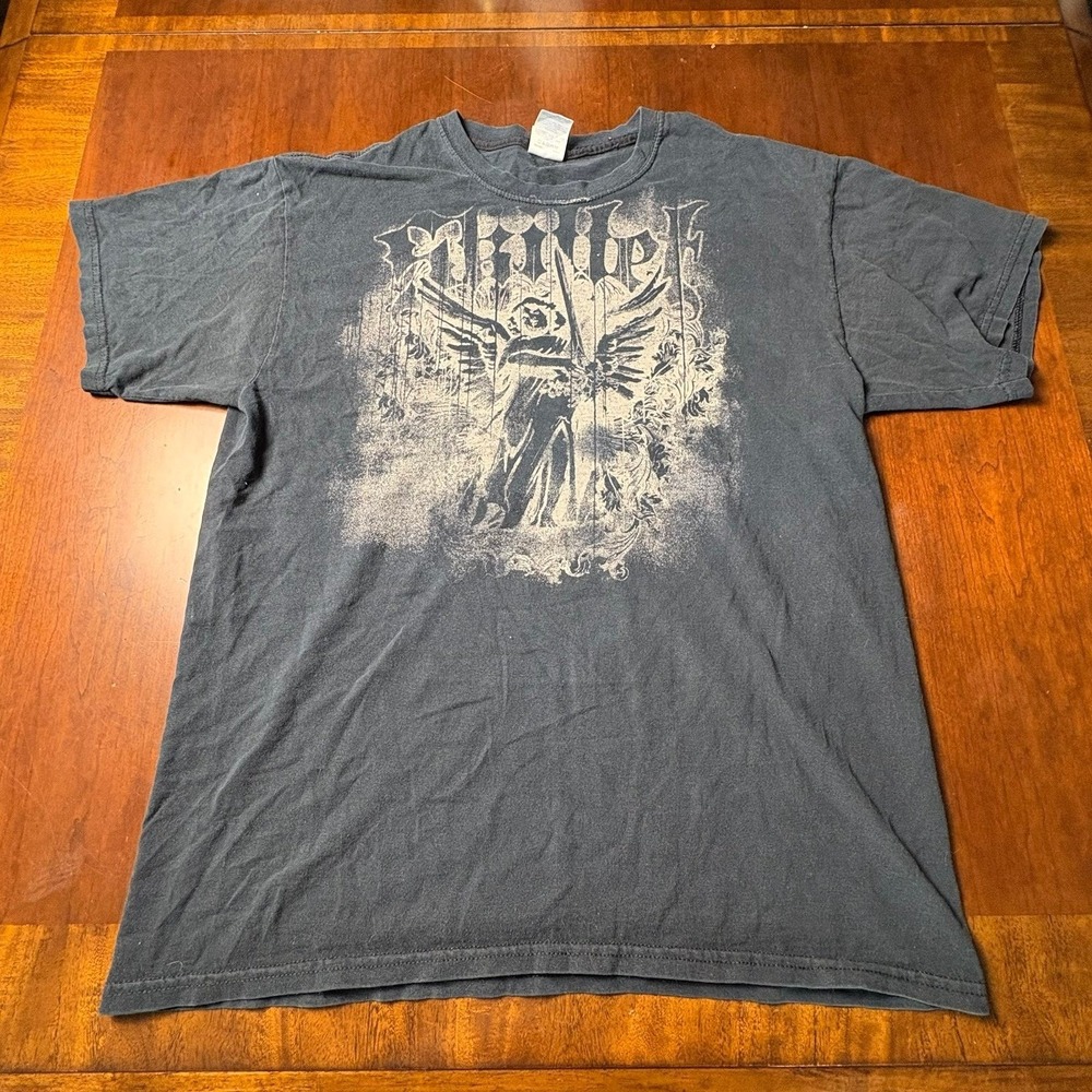 Skillet Angel Graphic Christian Rock Band T-Shirt Faded Black Gildan Large